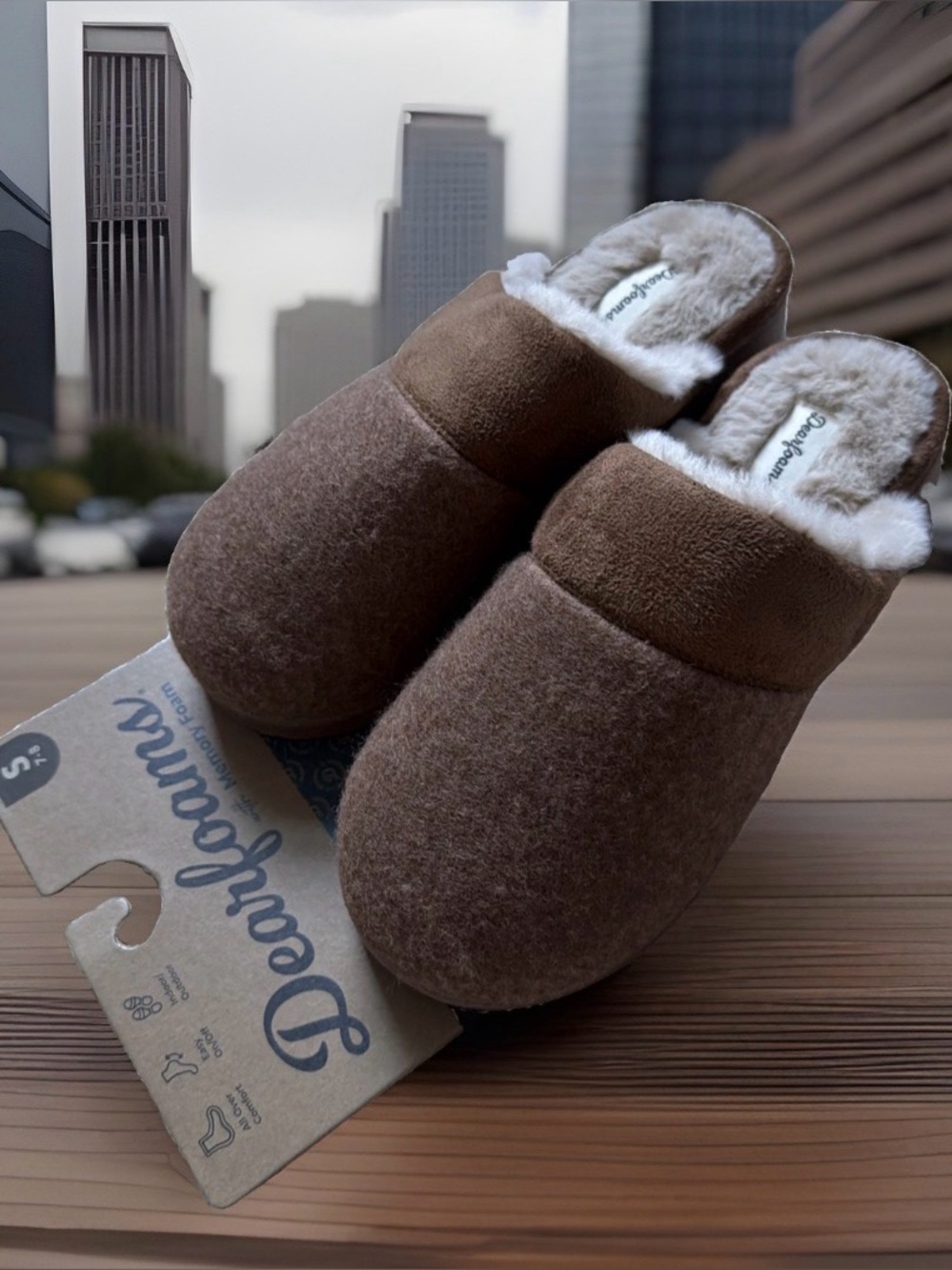 Dearfoams Cozy Comfort Women's Size S (7-8) Microsuede Moc Toe Scuff Slippers
